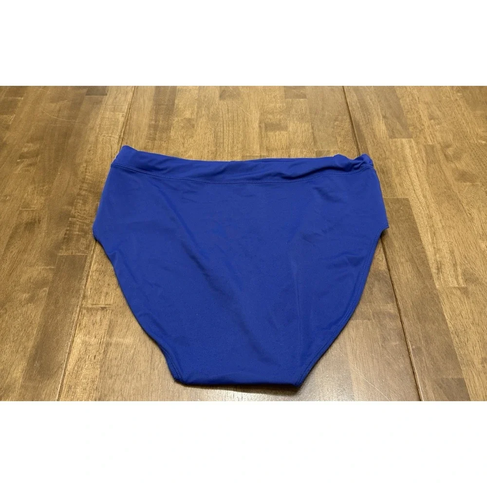 LL Bean bikini bottoms womens 14 blue high waist beach pool nautical coastal UPF